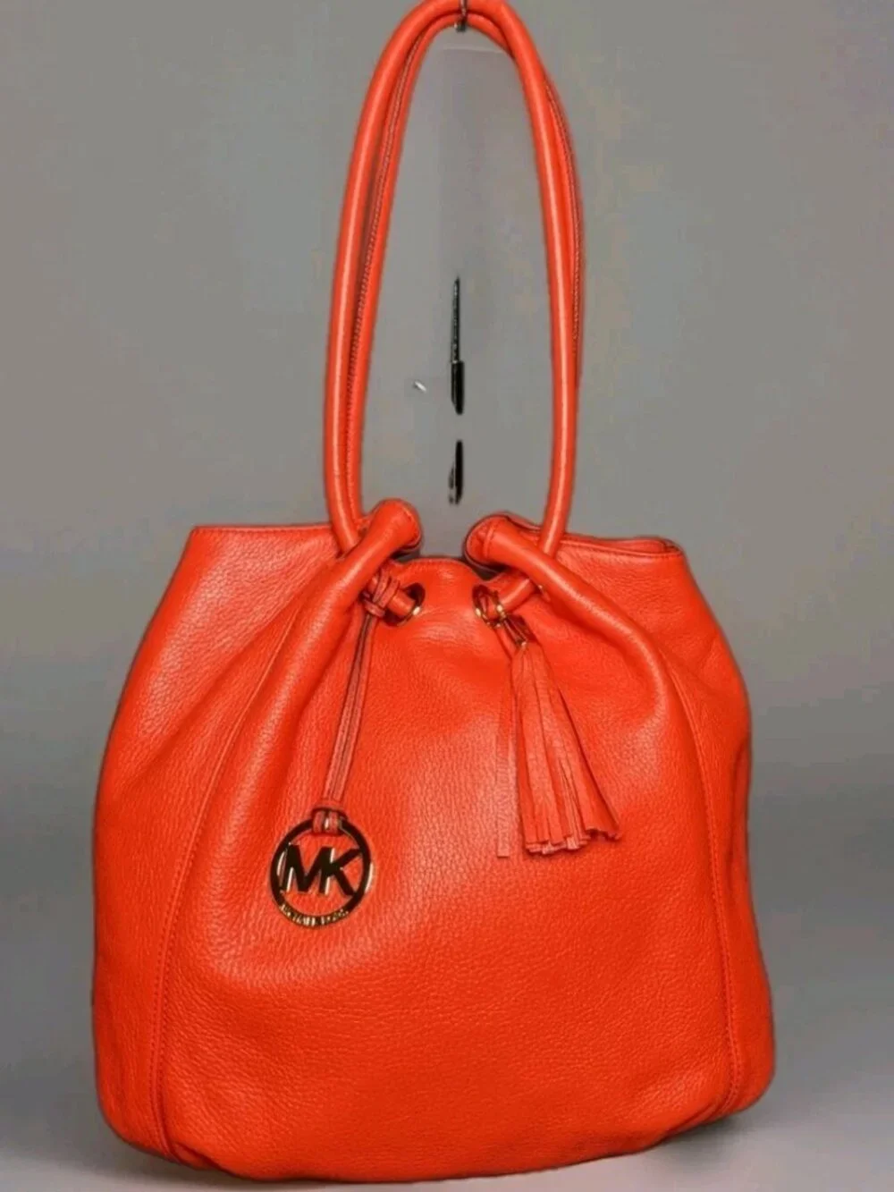 MICHAEL KORS TANGERINE LEATHER RING TOTE HOBO SHOULDER BAG SOFT LEATHER